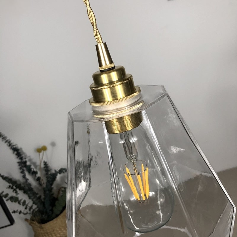 Octagon helder glazen hanglamp - 220GPL