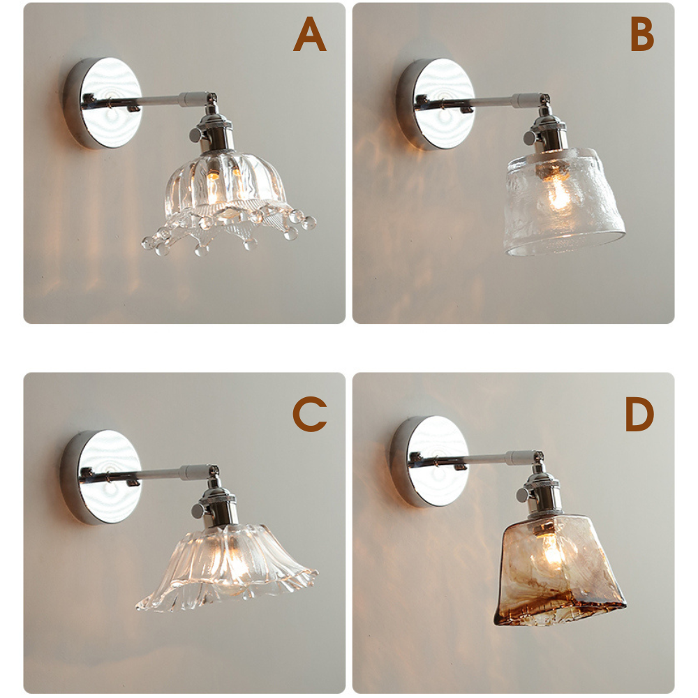 Glazen zilveren wandlamp - 207SST