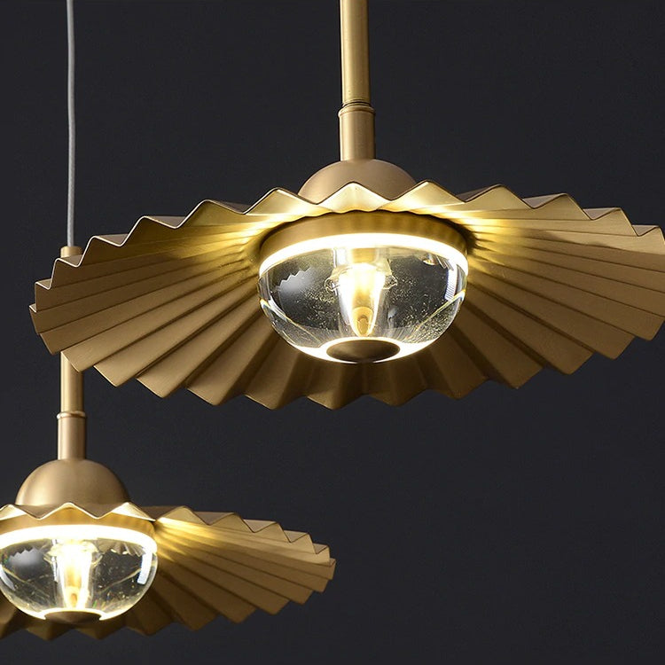 Gecanneleerde messing kristallen hanglamp - 104CL