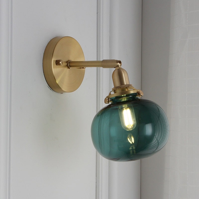 Geribbelde Globe Glas Messing Wandlamp - 220GBWL