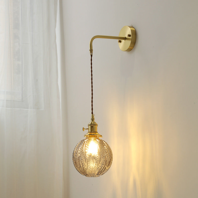 Messing wandlamp van verenglas - 205GBWL