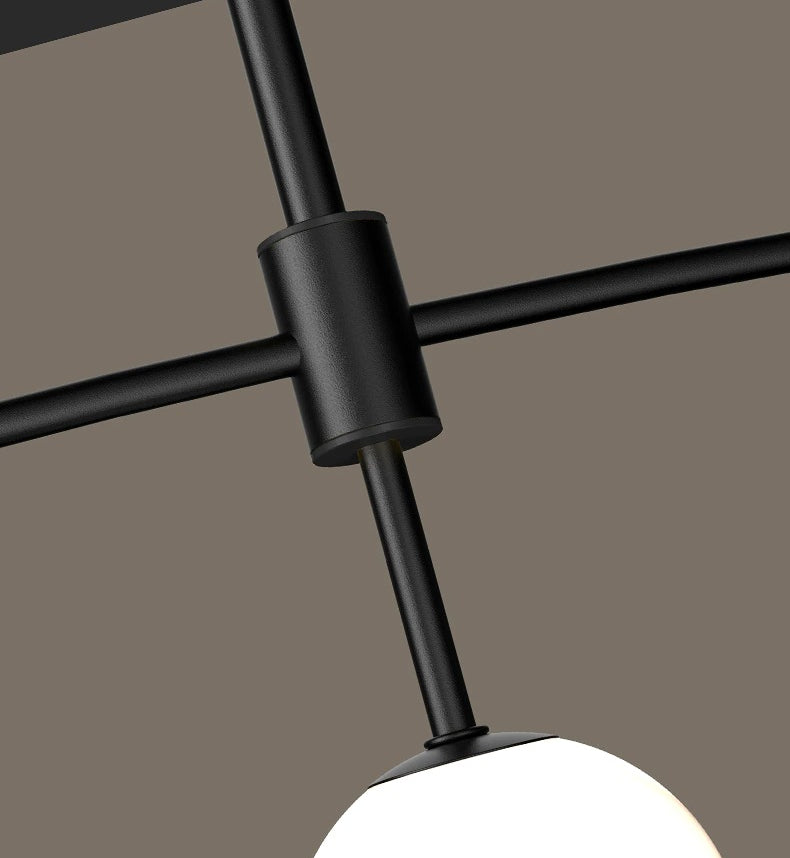 Zwarte moderne kroonluchter met matte bollen - 1LCH3