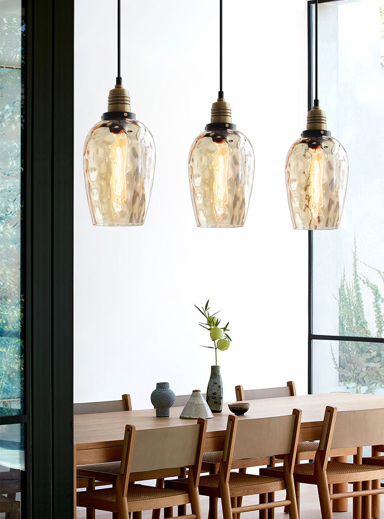 Amberkleurige glazen hanglamp - 224GPL