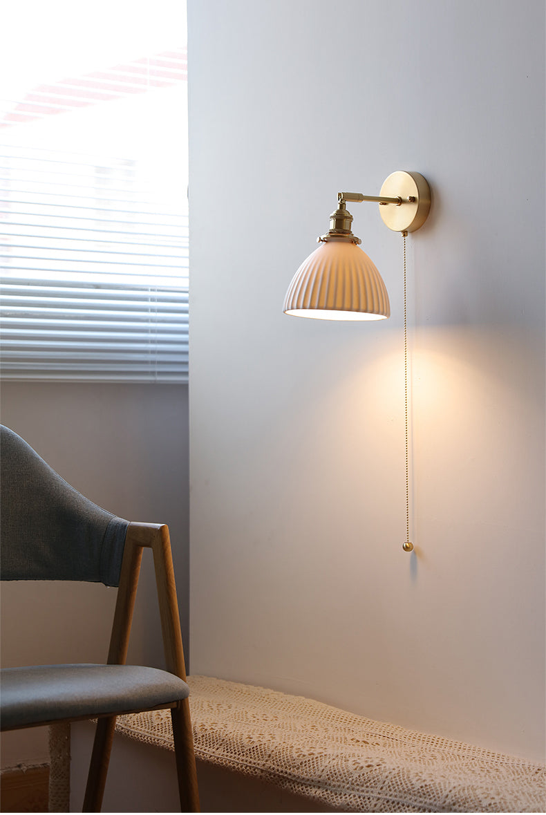 Witte keramische koperen wandlamp schans - 208ST