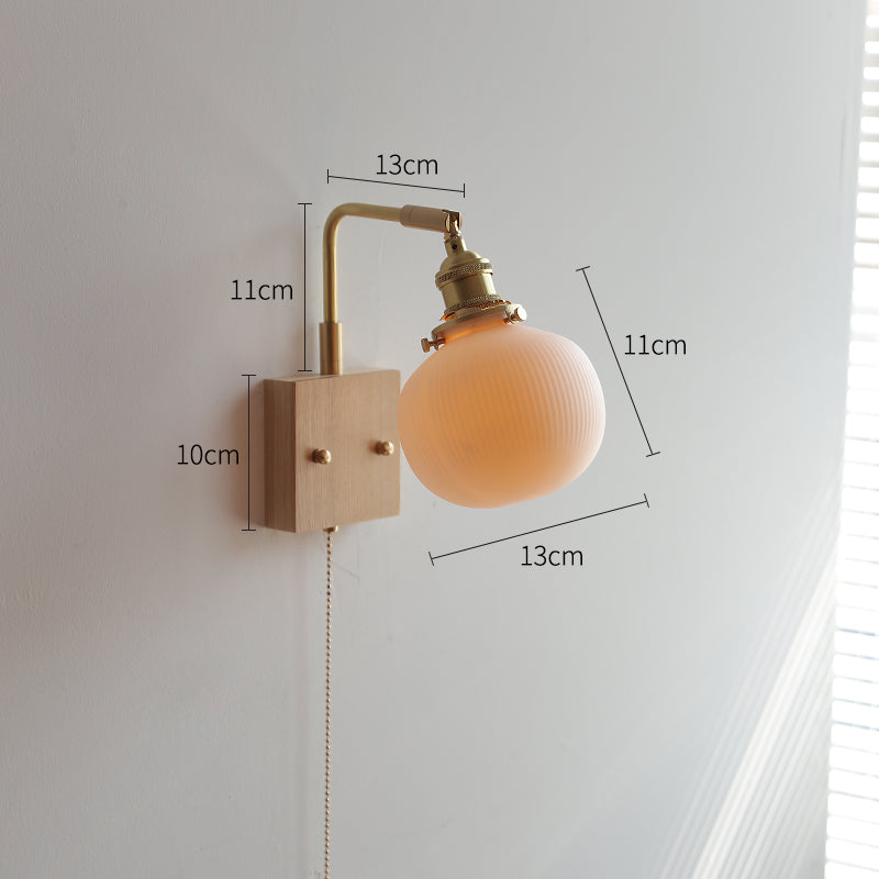 Keramische wandlamp met eikenhouten plaat - 113WL