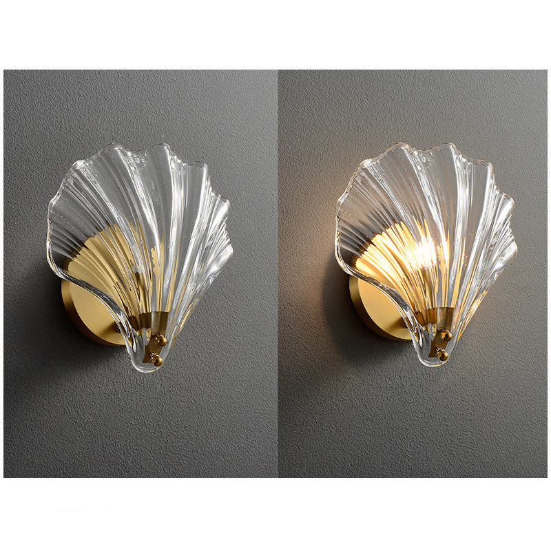 Shell Glas Messing Wandlamp - 202GBWL
