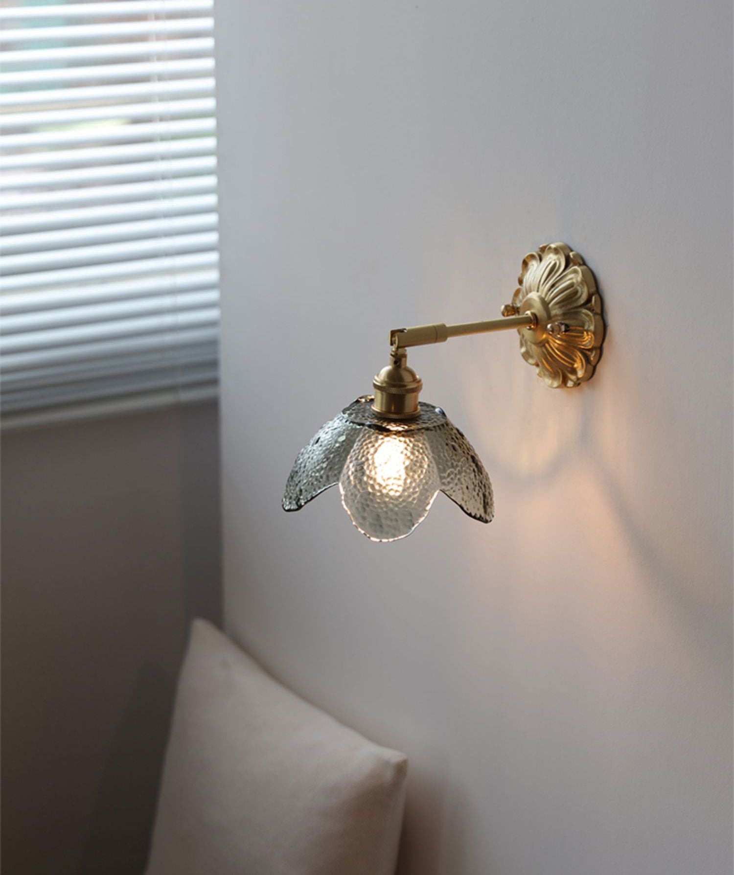 Glazen messing wandkandelaarlamp - 231GBWL
