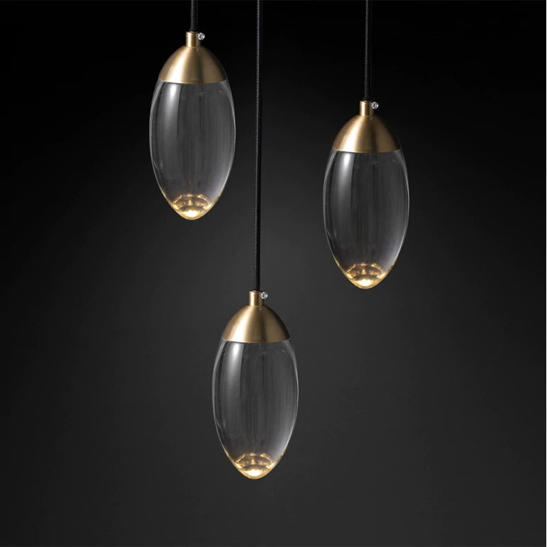 Eivormige messing kristallen hanglamp - 102CL