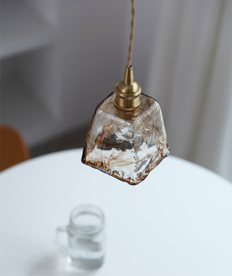 Amberkleurige glazen hanglamp - 209GPL