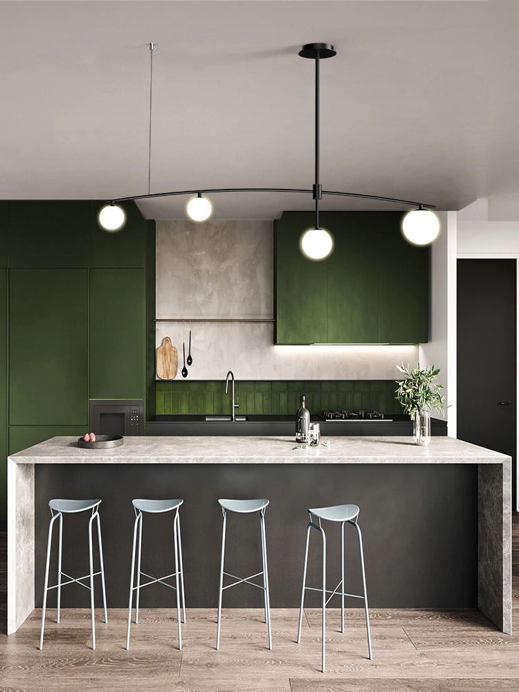 Zwarte moderne kroonluchter met matte bollen - 1LCH3