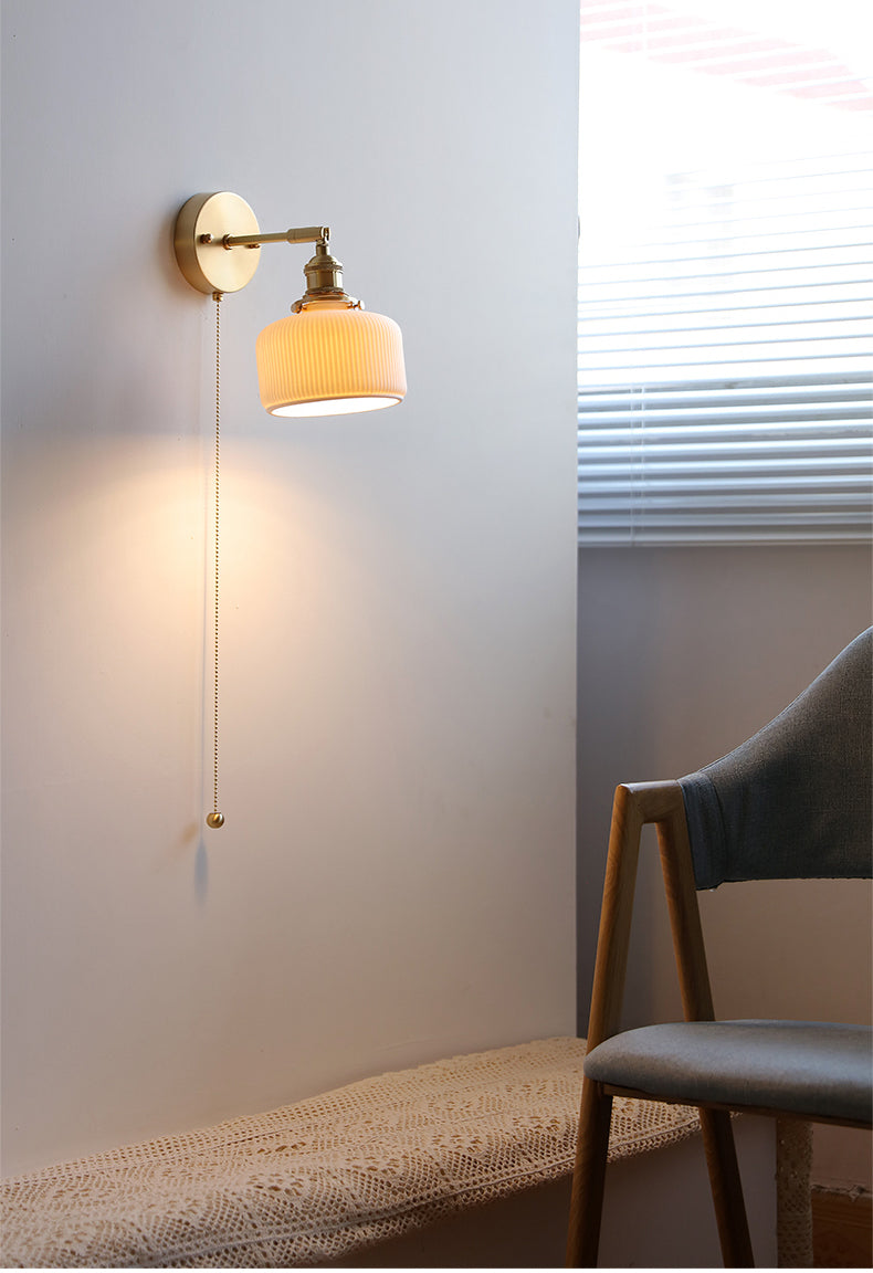 Witte keramische koperen wandlamp schans - 208ST