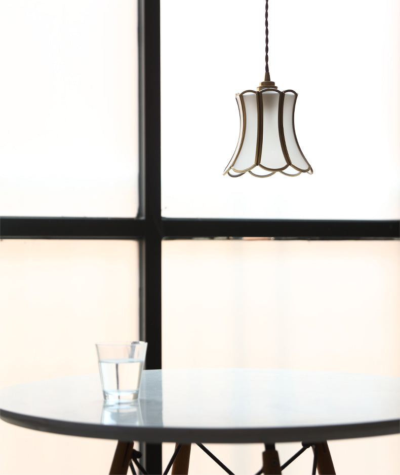 Hanglamp van wit messing glas - 216GPL