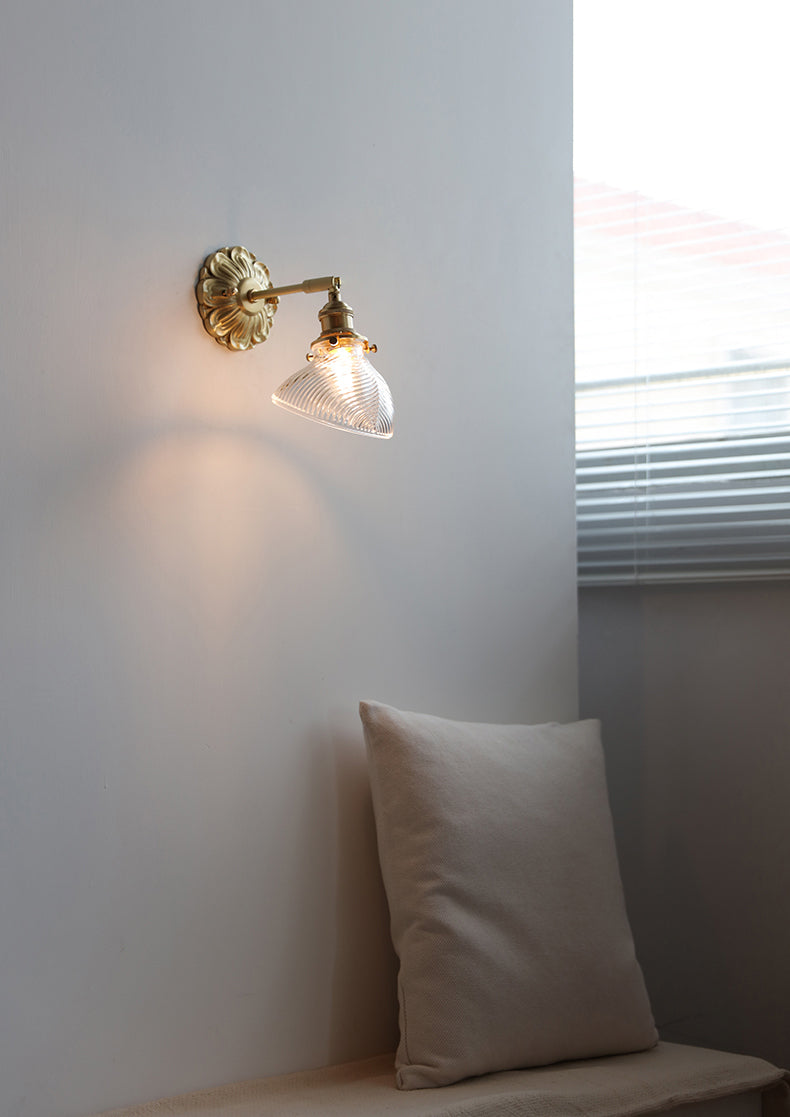 Glazen messing wandkandelaarlamp - 231GBWL