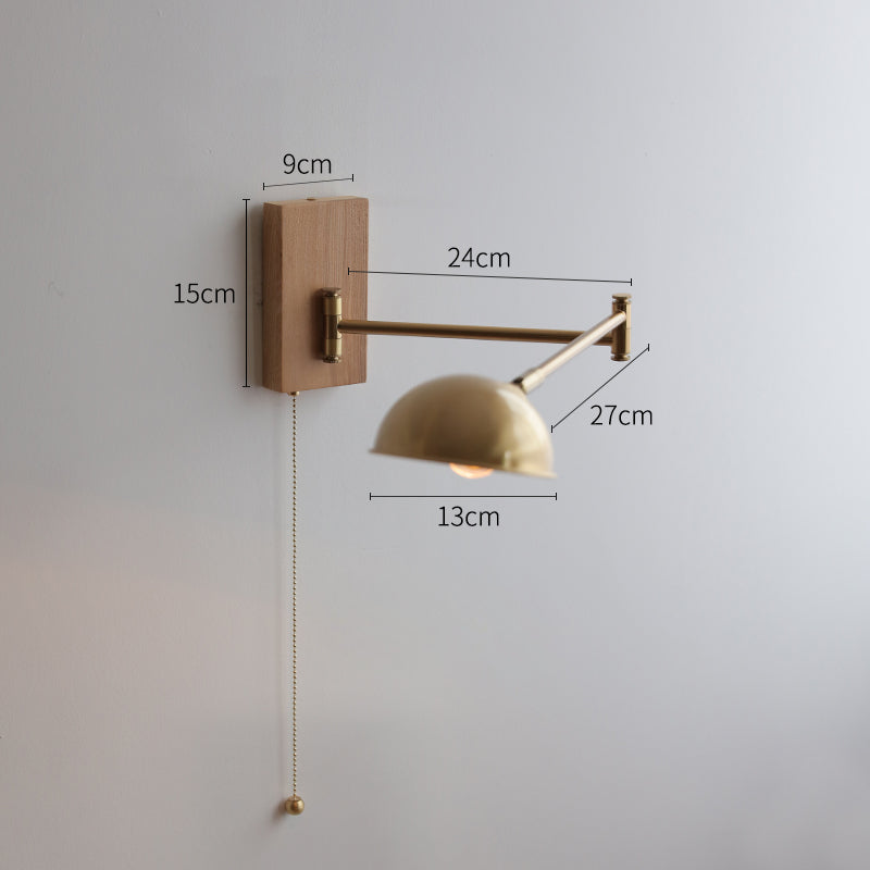 Messing Wandlamp Met Houten Plaat - 118WL