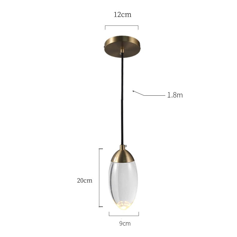 Eivormige messing kristallen hanglamp - 102CL