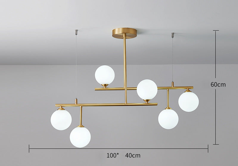 Messing Kroonluchter Met Wit Frosted Globes - 1CH5