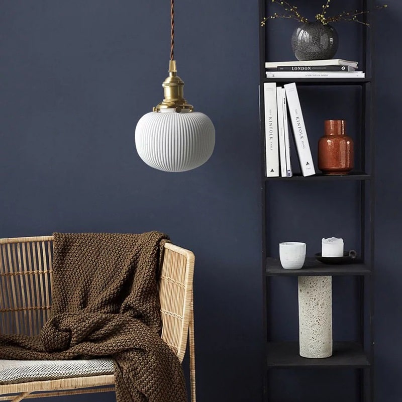 Lampada a sospensione in ceramica scanalata - 111PL