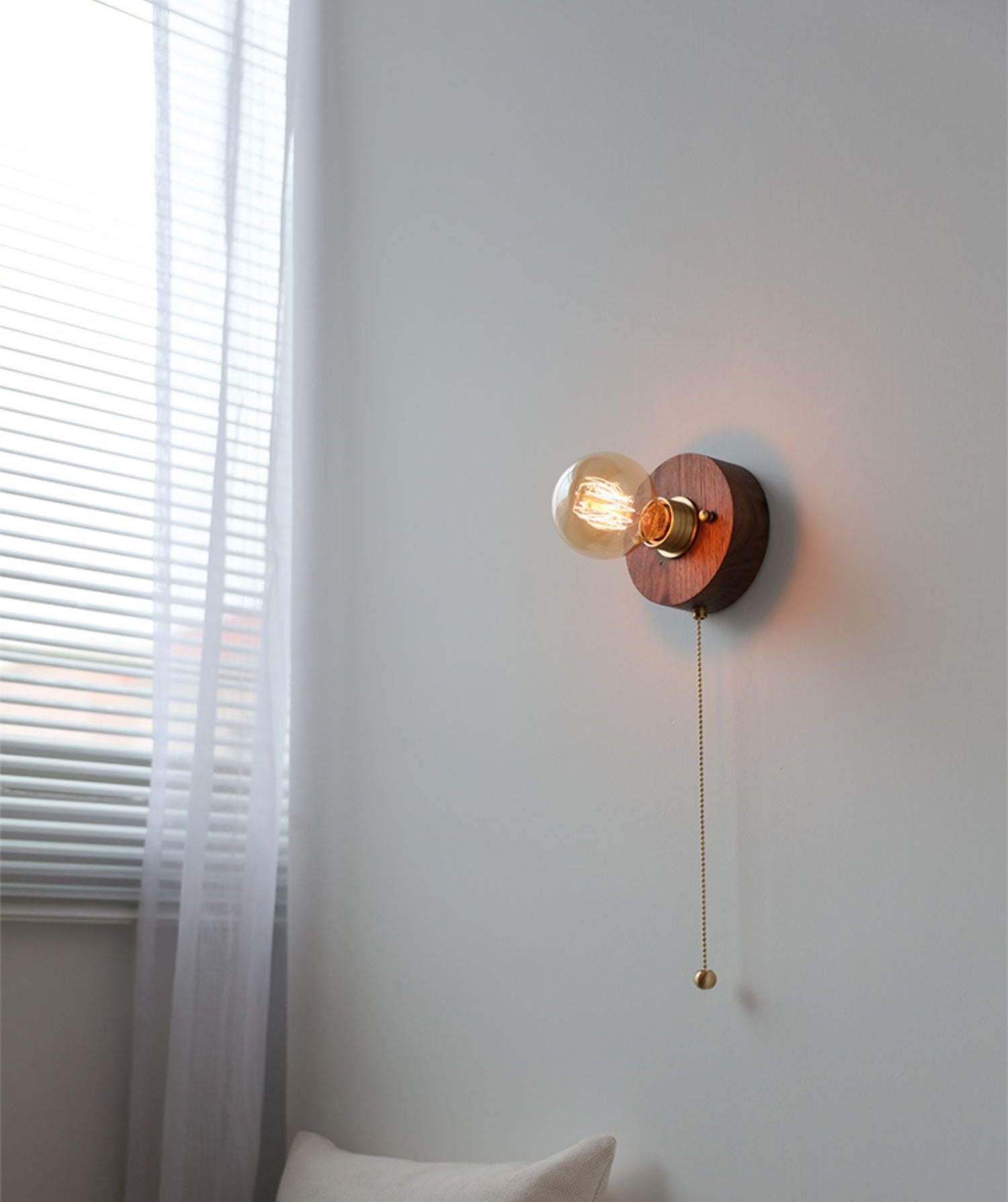 Glazen Bol Houten Wandlamp - 119WL
