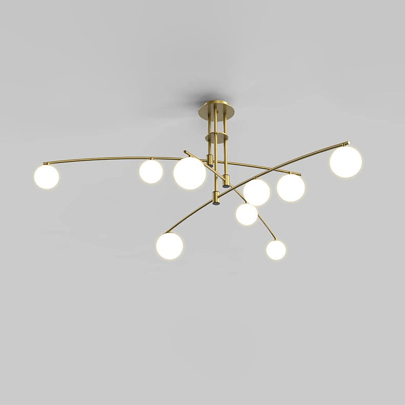Moderne gebogen kroonluchter met matte bollen - 1LCH4