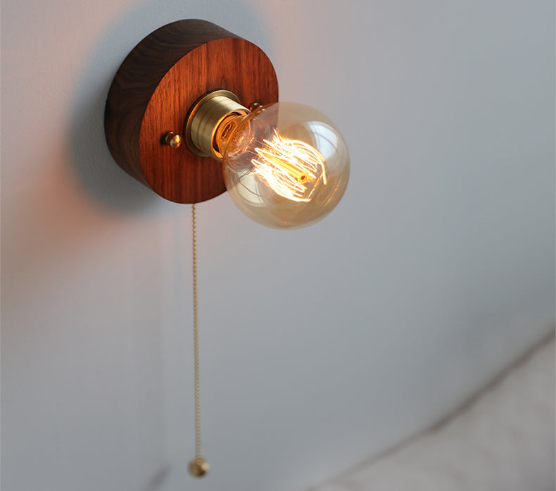 Glazen Bol Houten Wandlamp - 119WL