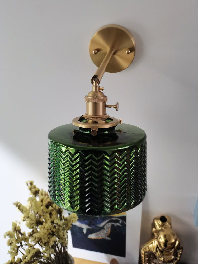 Groen glazen messing wandlamp - 232GBWL