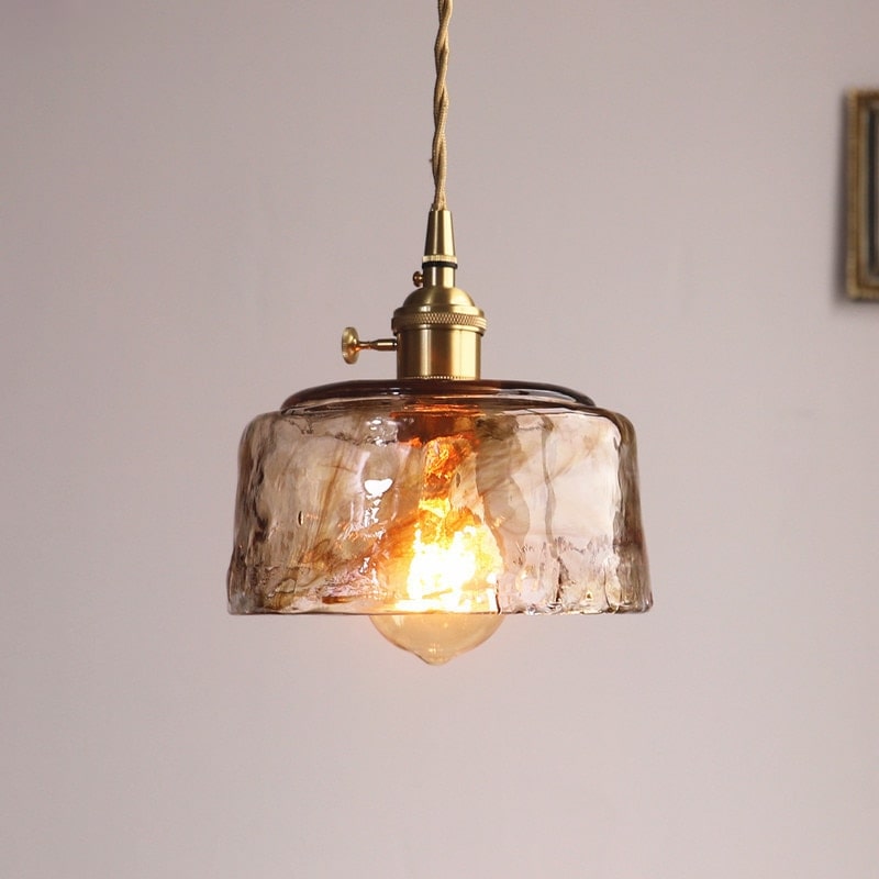 Amberkleurige glazen hanglamp - 220GPL
