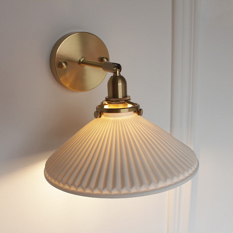 Witte keramische koperen wandlamp schans - 210ST