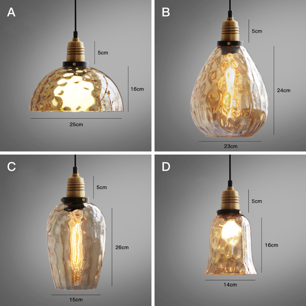 Amberkleurige glazen hanglamp - 224GPL