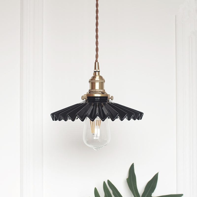 Gecanneleerde keramische messing hanglamp - 120PL