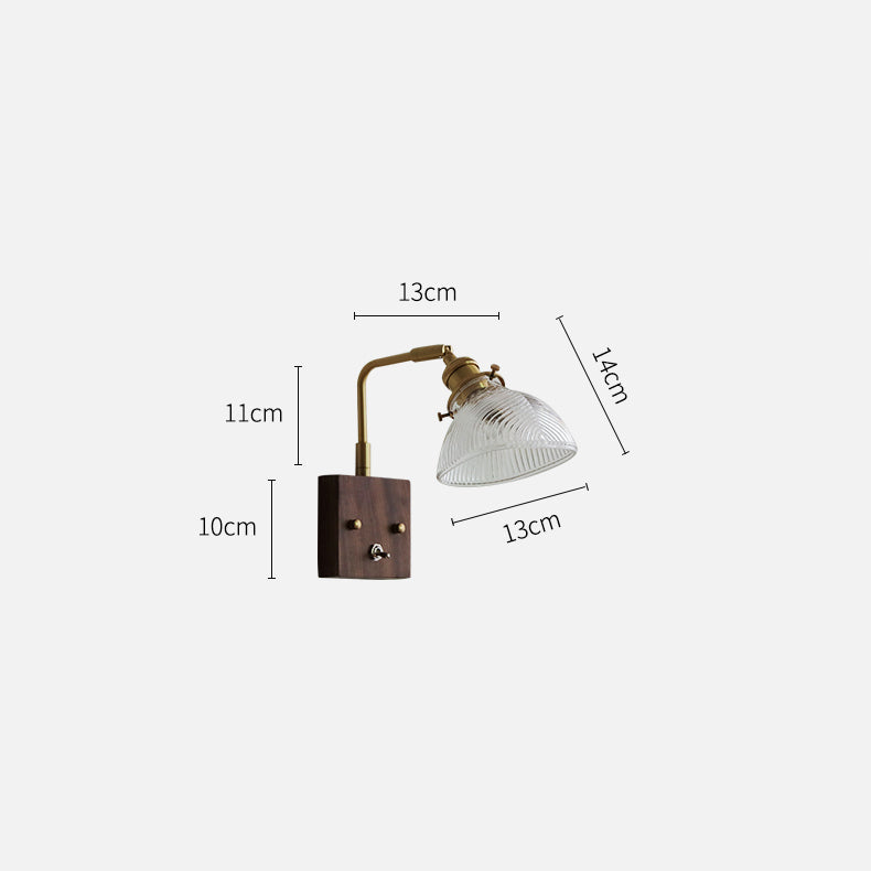 Glazen Wandlamp Met Houten Plaat - 105WL