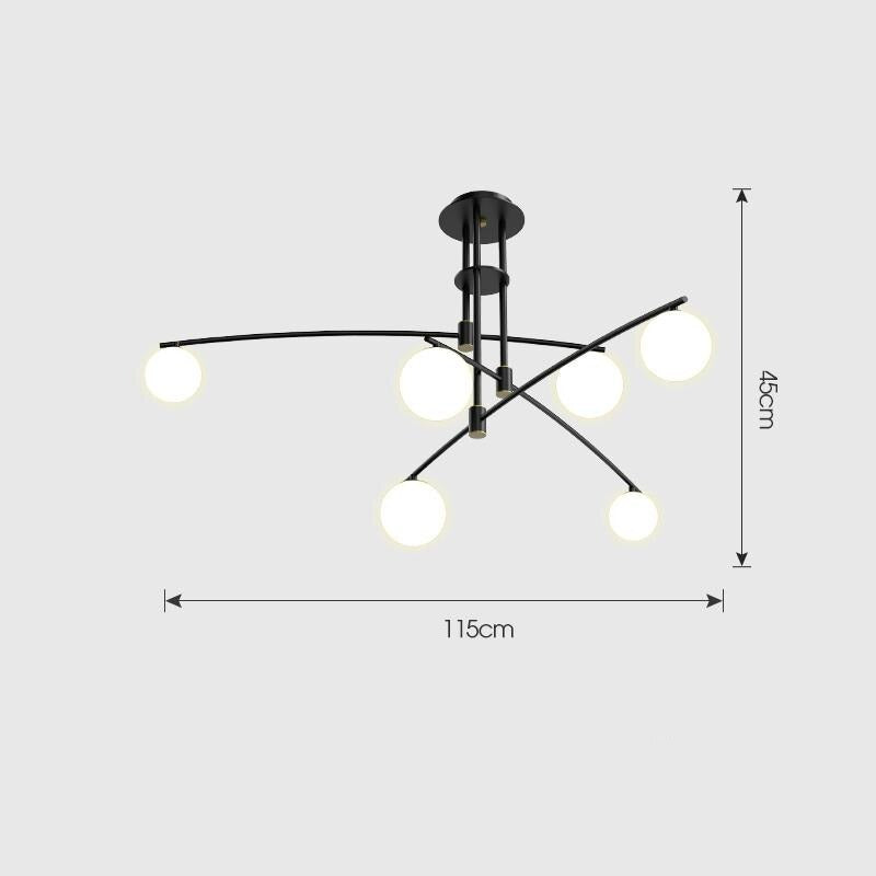 Moderne gebogen kroonluchter met matte bollen - 1LCH4