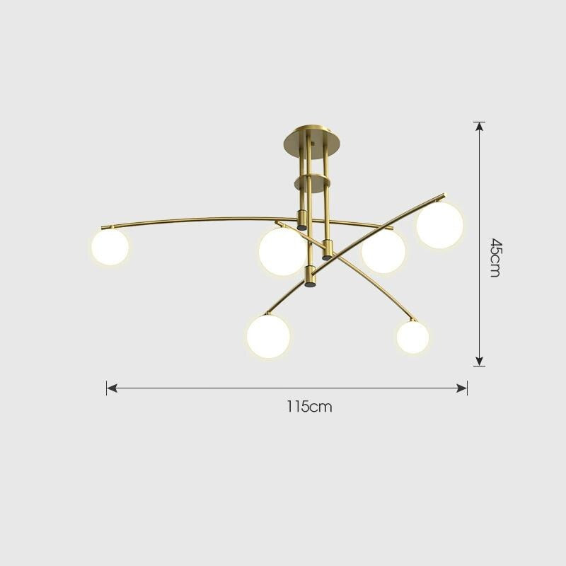 Moderne gebogen kroonluchter met matte bollen - 1LCH4