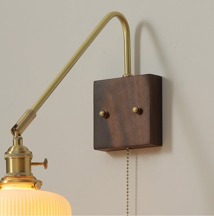 Keramische wandlamp met houten plaat - 106WL