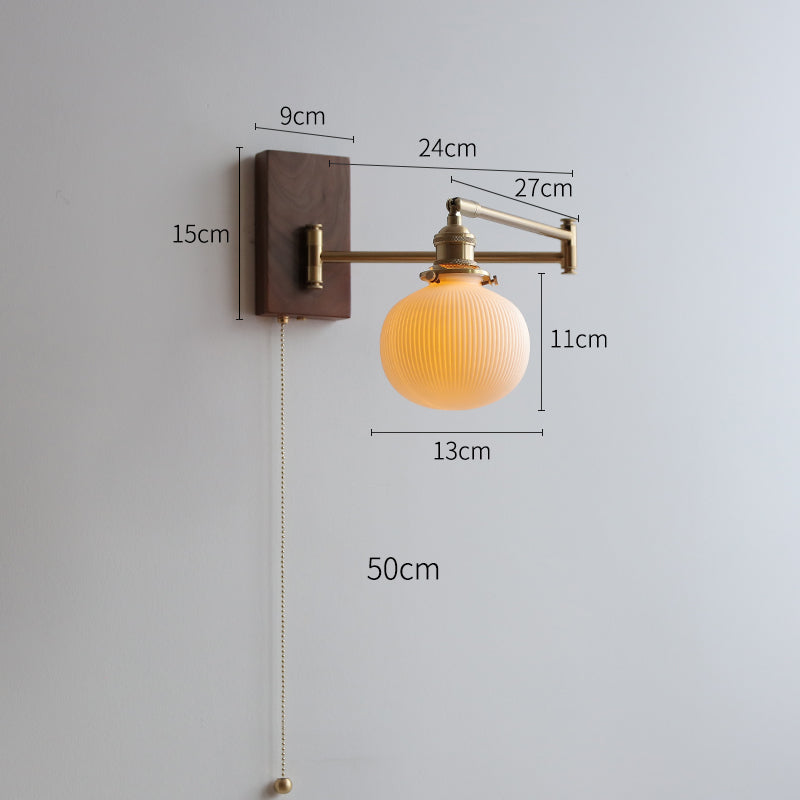 Keramische wandlamp met houten plaat - 116WL