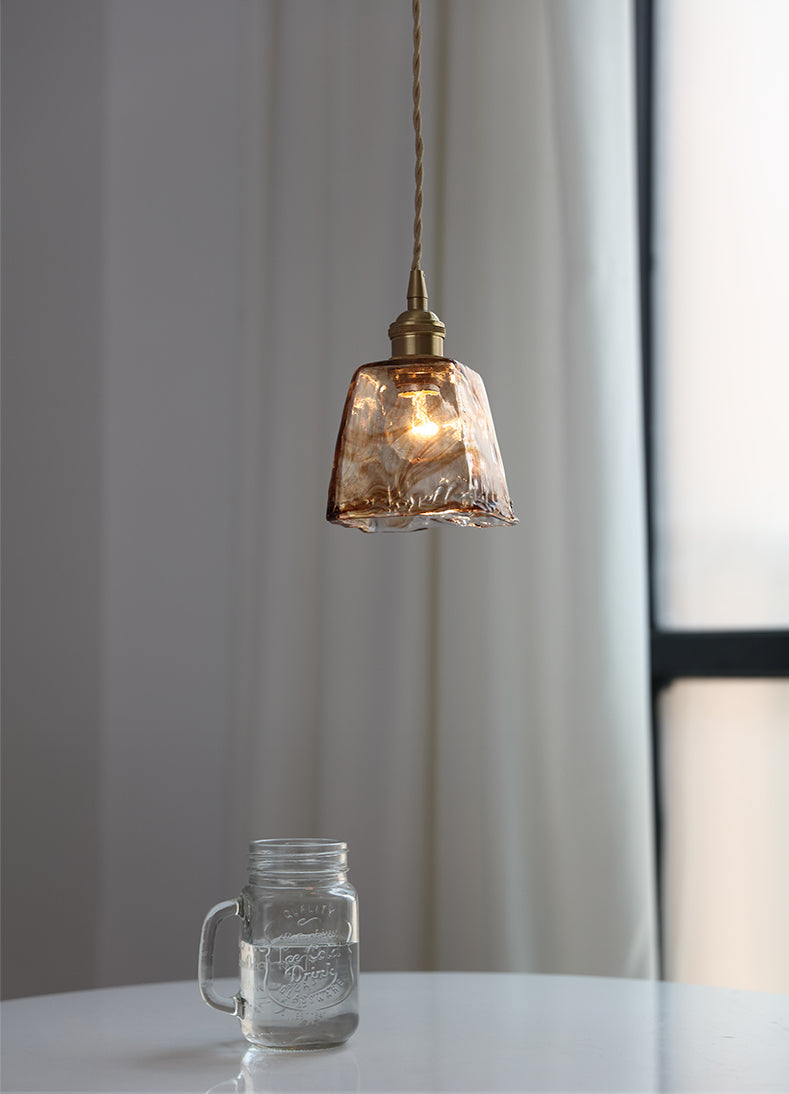 Amberkleurige glazen hanglamp - 209GPL