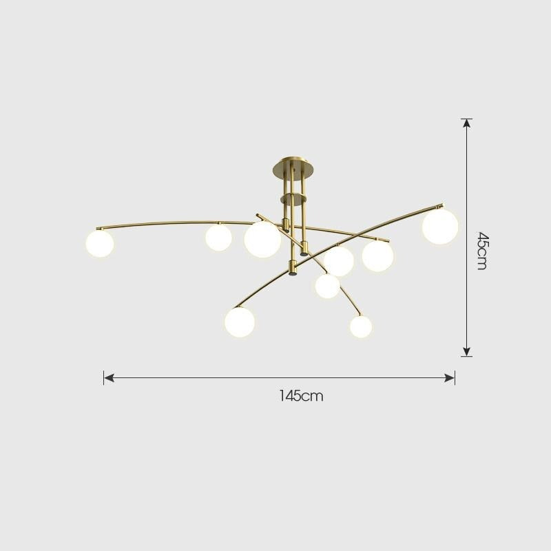 Moderne gebogen kroonluchter met matte bollen - 1LCH4