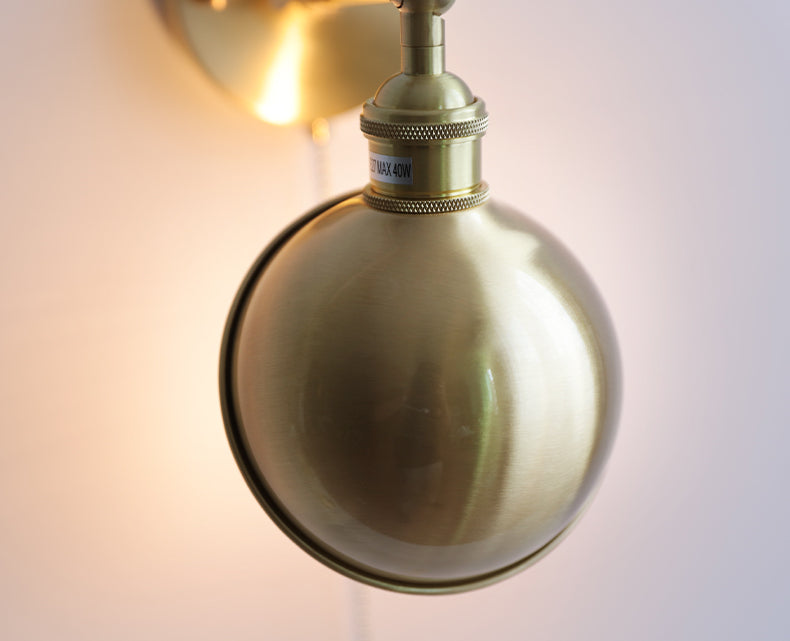 Messing Wandlamp Met Houten Plaat - 106WL