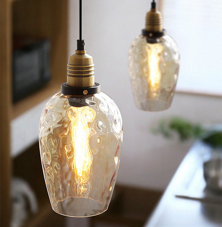 Amberkleurige glazen hanglamp - 224GPL