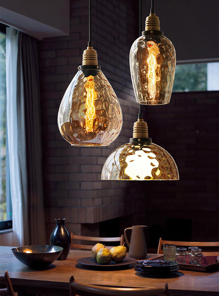 Amberkleurige glazen hanglamp - 224GPL
