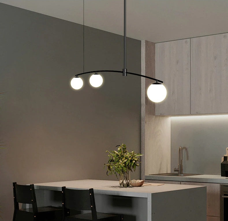 Zwarte moderne kroonluchter met matte bollen - 1LCH3