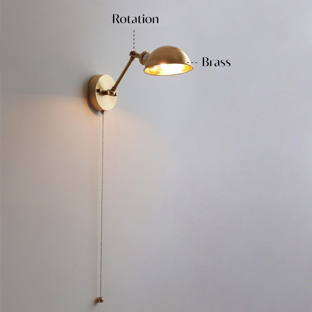 Messing Wandlamp Met Houten Plaat - 106WL