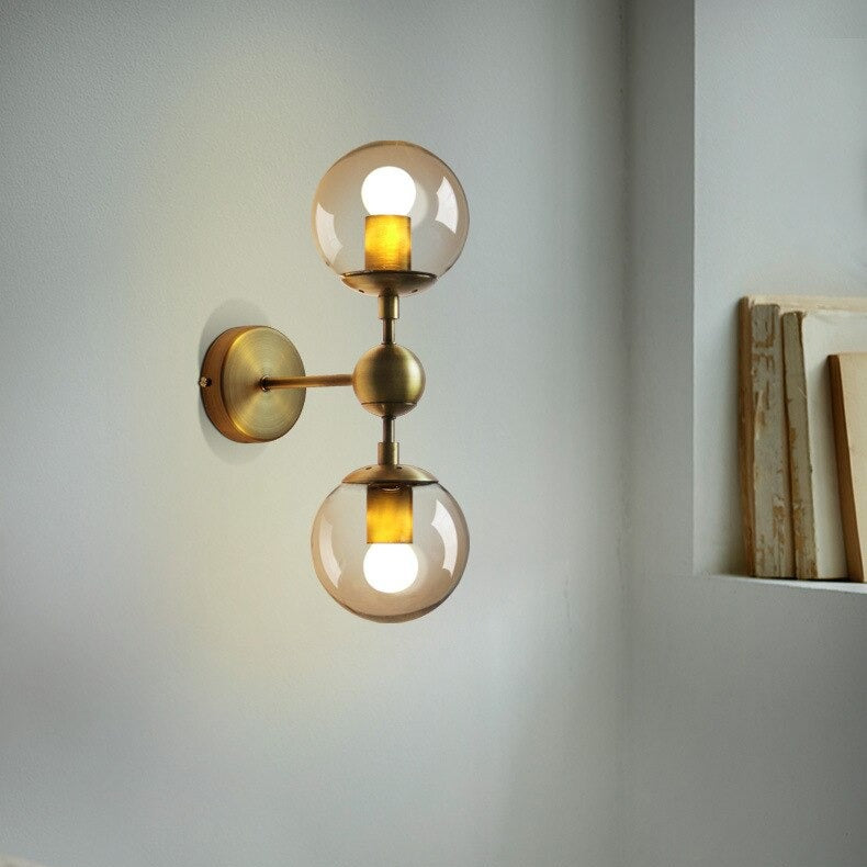 Gouden dubbele glazen wandlamp - 202GWL