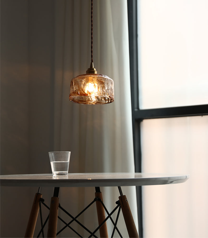 Amberkleurige glazen hanglamp - 209GPL