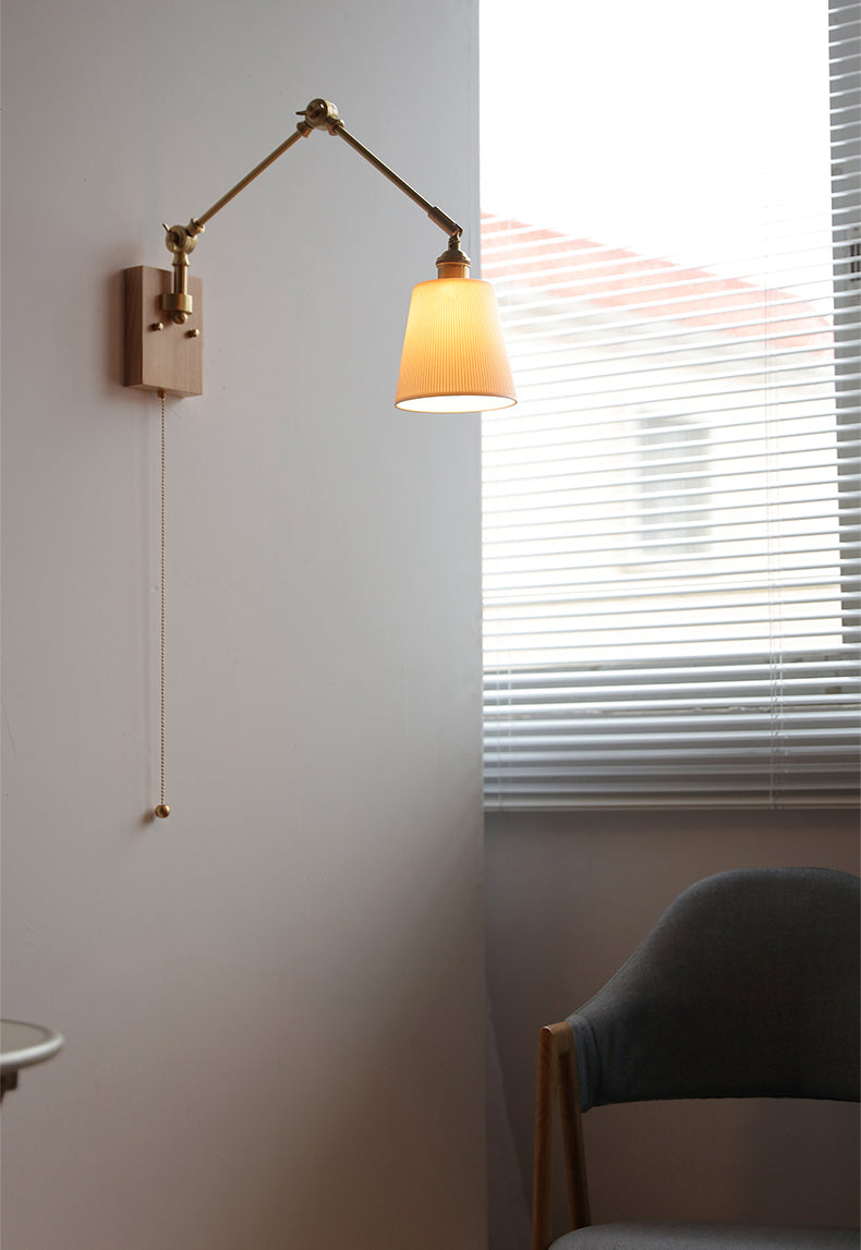 Keramische Wandlamp Met Eikenhouten Plaat - 115WL