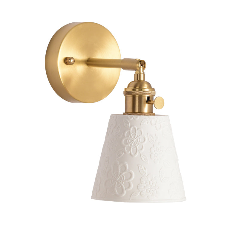 Bloem witte keramische wandlamp - 209ST