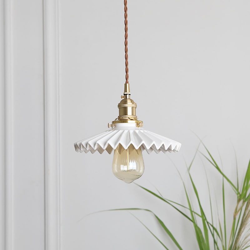 Gecanneleerde keramische messing hanglamp - 120PL