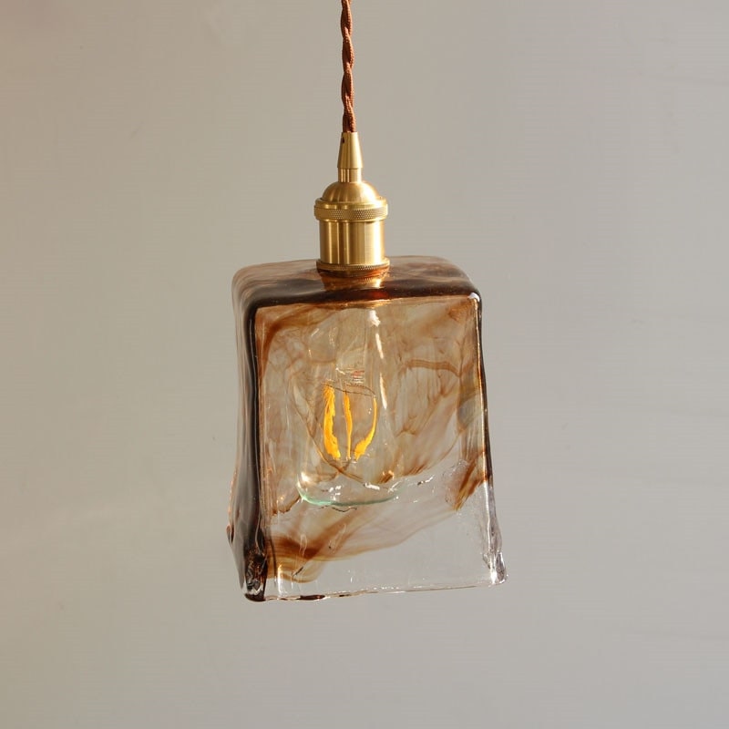 Amberkleurige glazen hanglamp - 220GPL