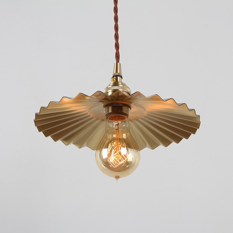 Gecanneleerde messing hanglamp - 102PL