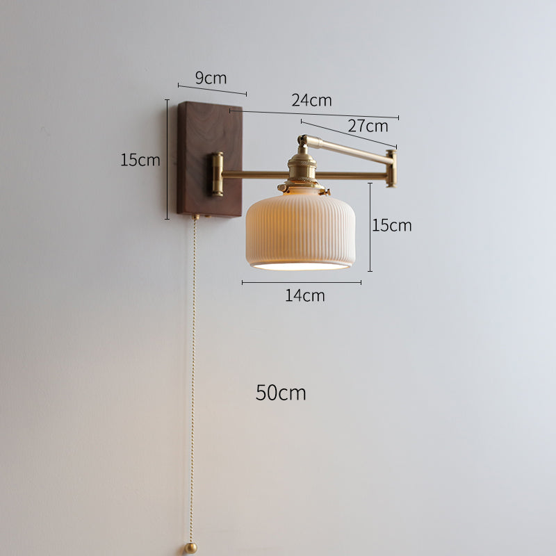 Keramische wandlamp met houten plaat - 116WL