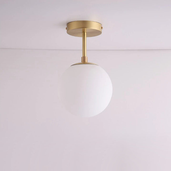 Hanglamp van wit matglas en messing - 205GPL